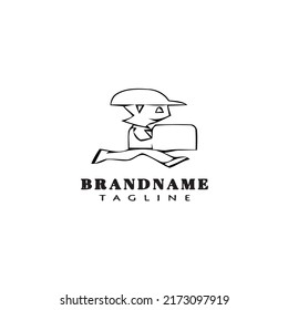 deliveryman logo cartoon icon design template black modern isolated vector illustration