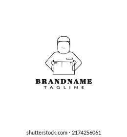 deliveryman logo cartoon icon design template black modern isolated vector illustration