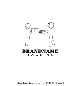 deliveryman logo cartoon icon design template black modern isolated vector illustration