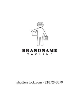 deliveryman logo cartoon icon design template black modern isolated vector illustration