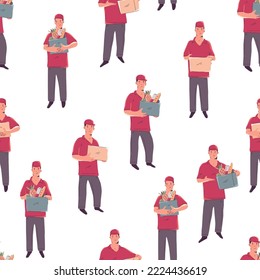 Dibujo vectorial de entrega sin fisuras en el fondo del patrón para papel pintado, envoltura, embalaje y fondo.