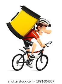 Deliveryman at ycle. Quick transportation service, Isolated on white background. Eps10 vector illustration.