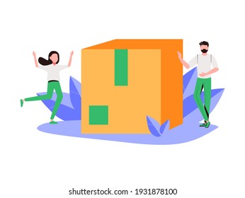 Delivery.People are engaged in cargo delivery.Vector illustration.
