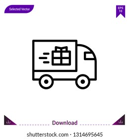 delivery-truck gift vector icon. Best modern, simple, isolated,Gift, flat icon for website design or mobile applications, UI / UX design vector format