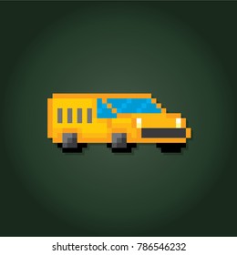 Delivey track. Pixel art. Old school computer graphic style. 8 bit video game. game element.
