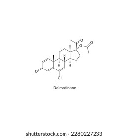 Estructura molecular esquelética plana de la demadinona Antagonista del receptor Androgen utilizado en hiperplasia prostática benigna, tratamiento bph. Ilustración vectorial.