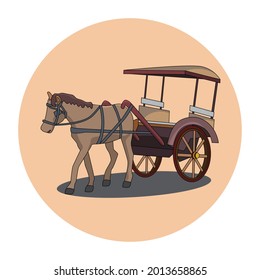 Delman or carriage is a traditional transportation from Indonesia that uses horses as propulsion