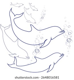 Delphine's blue line drawing vector
