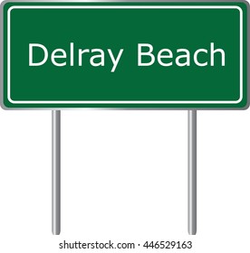 Delray Beach , Florida, road sign green vector illustration, road table, USA city