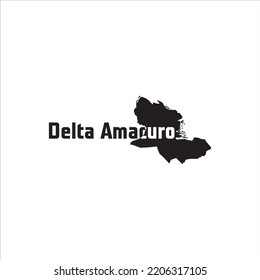 Delta Amacuro map and black lettering design on white background