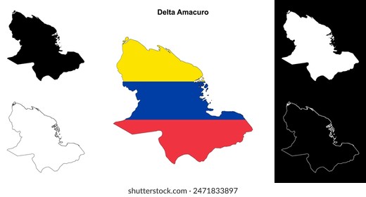 Delta Amacuro state outline map set