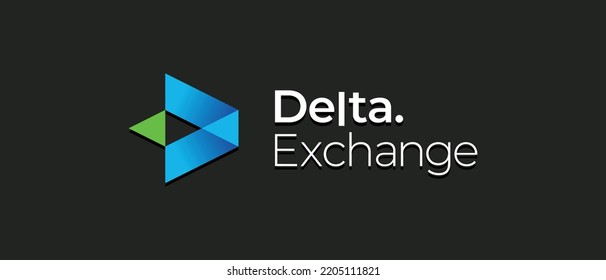 El intercambio Delta es un intercambio innovador de derivados criptográficos. Logo de intercambio Delta en fondo aislado con texto.