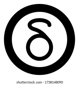 Delta greek symbol small letter lowercase font icon in circle round black color vector illustration flat style image