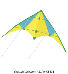 Delta kite hovering isolated on white background. kite in the shape of a triangle. Makara-sankranti. World kite day. flat vector.