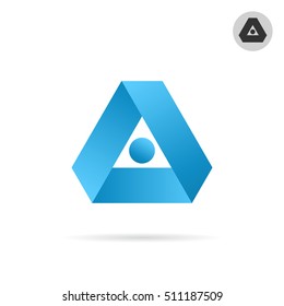 Delta letter icon, triangle shape in ribbon style, 3d vector illustration, isolated on white background, eps 10