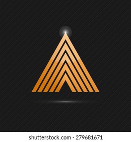 Delta letter logo template on dark background, 3d illustration, vector, eps 10