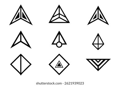 Delta line art illustration with geometric patterns design 
