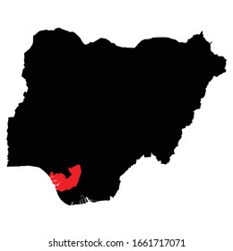 Delta Province highlighted on Nigeria map Vector EPS 10