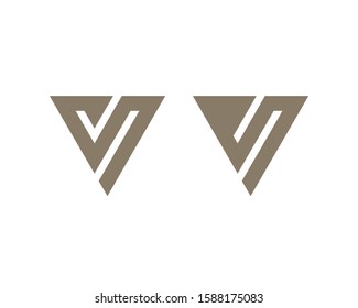 Delta shaped letters V on white background. Triangular vector icons. Abstract logo design.