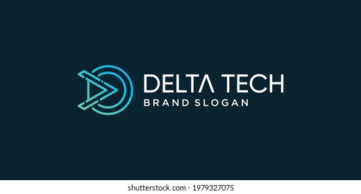 Delta tech logo template for company brand Premium Vector
