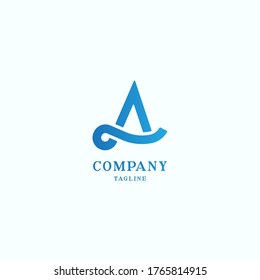 Delta Wave Mountain And Sea Playfull Logo Simple Aqua Design