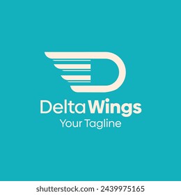Delta Wings Logo Design Template: Merging Letter D with Wings Symbol. This modern alphabet-inspired logotype is perfect for Technology, Business, Organizations, Personal Branding, and more.