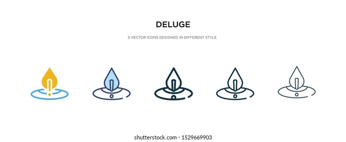 deluge icon in different style vector illustration. two colored and black deluge vector icons designed in filled, outline, line and stroke style can be used for web, mobile, ui