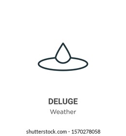 Deluge outline vector icon. Thin line black deluge icon, flat vector simple element illustration from editable weather concept isolated on white background