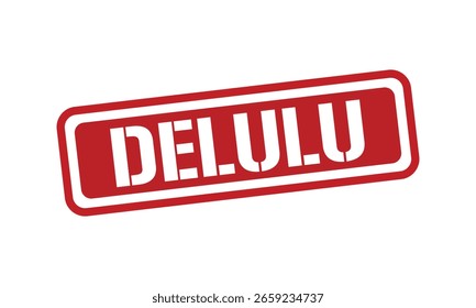 DELULU Vector de texto de sello rojo, sello de goma
