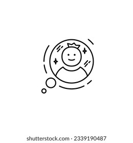 delusional disorder line icon black and white vector with mental health theme