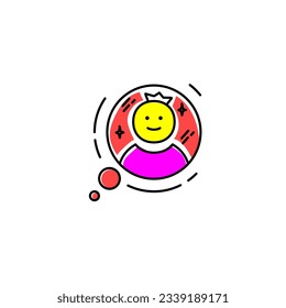 delusional disorder line icon color purple and yellow vector with mental health theme