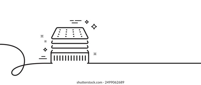 Deluxe mattress line icon. Continuous one line with curl. Luxury orthopedic pad sign. Breathable sleep bed symbol. Deluxe mattress single outline ribbon. Loop curve pattern. Vector