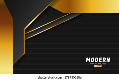 deluxe premium black and gold vector background banner design with golden line in stripe texture.