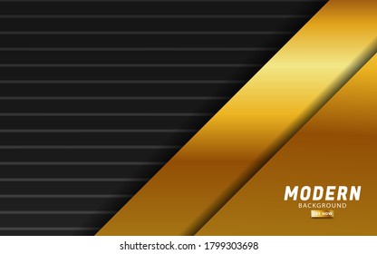 diseño de banner de fondo deluxe premium para vector negro y oro con línea dorada en textura de rayas.