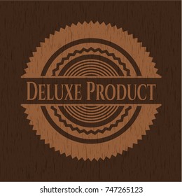 Deluxe Product badge with wooden background