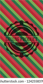 Deluxe Product christmas colors style badge.