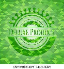Deluxe Product green emblem with mosaic background