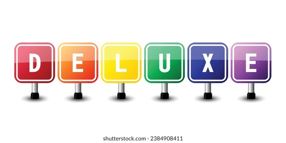 Deluxe sign colorful on white background. vector illustration
