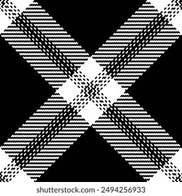 Deluxe texture seamless vector, sofa pattern background fabric. White textile plaid tartan check in black and white colors palette.