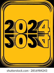 delve into the art of typographic expression with a remarkable design featuring a commanding black font alphabet intertwined with the year 2024 all showcased against a dynamic yellow backdrop
