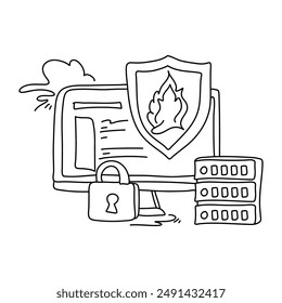Delve into the world of cybersecurity with a captivating flat illustration of firewall protection. Uncover the importance of a robust defense mechanism in safeguarding your sensitive information