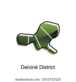 Stadtplan von Delvine. Vektorkartenbezirk der albanischen Hauptstadt Land - Illustrationsdesign-Vorlage auf weißem Hintergrund