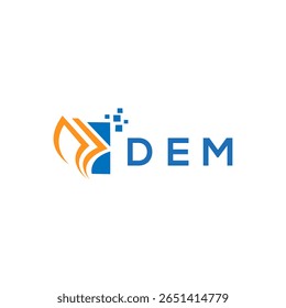 Design de logotipo de contabilidade de reparo de crédito DEM em fundo branco. Iniciais criativas do DEM Crescimento gráfico letra logotipo conceito. Design do logotipo de finanças empresariais do DEM.
