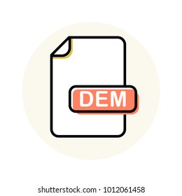 DEM file format, extension color line icon. Vector illustration