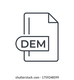 DEM File Format Icon. DEM extension line icon.