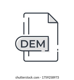 DEM File Format Icon. DEM extension line icon.