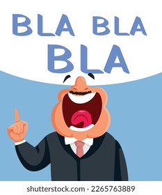 
Demagogue Politician with Empty Speech Vector Funny Illustration. Boring executive mansplaining and talking empty words
