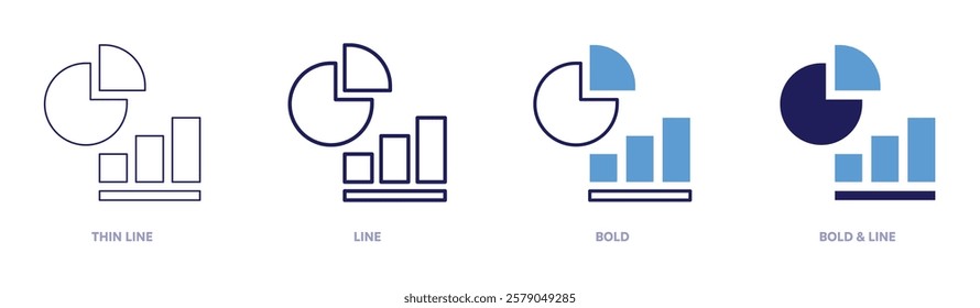 Demand analysis icon in 4 different styles. Thin Line, Line, Bold, and Bold Line. Duotone style. Editable stroke.