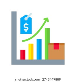 Demand Curve Icon Flat Vector Illustration