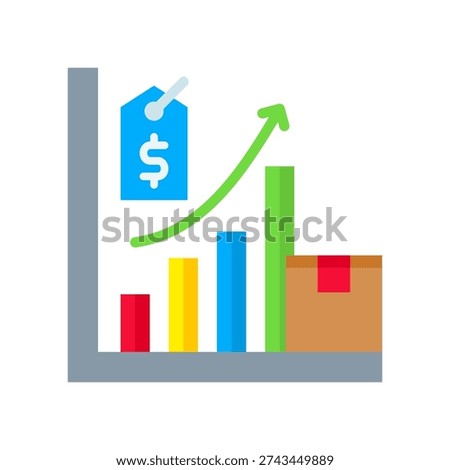 Demand Curve Icon Flat Vector Illustration